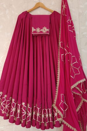 Rani Pink Navratri special premium Lahenga choli with designer Duppta