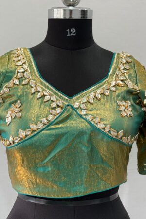 Shimmery Golden green Rajasthan Aangi Blouse