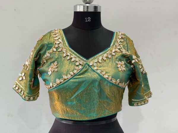 Shimmery Golden green Rajasthan Aangi Blouse
