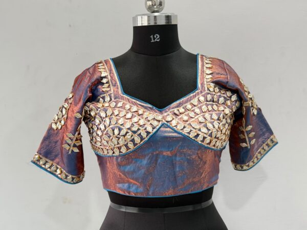 Shimmery Golden Blue Rajasthan Aangi Blouse