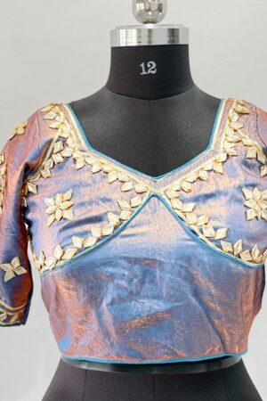 Shimmery Golden Blue  Rajasthan Aangi Blouse