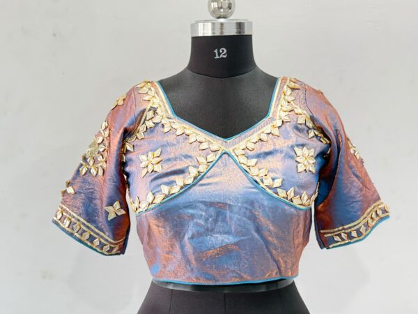 Shimmery Golden Blue  Rajasthan Aangi Blouse