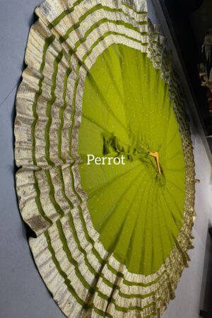 Perrot Pure georgette butti fabric skirt with heavy lampi laces