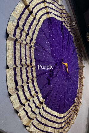 Purple Pure georgette butti fabric skirt with heavy lampi laces