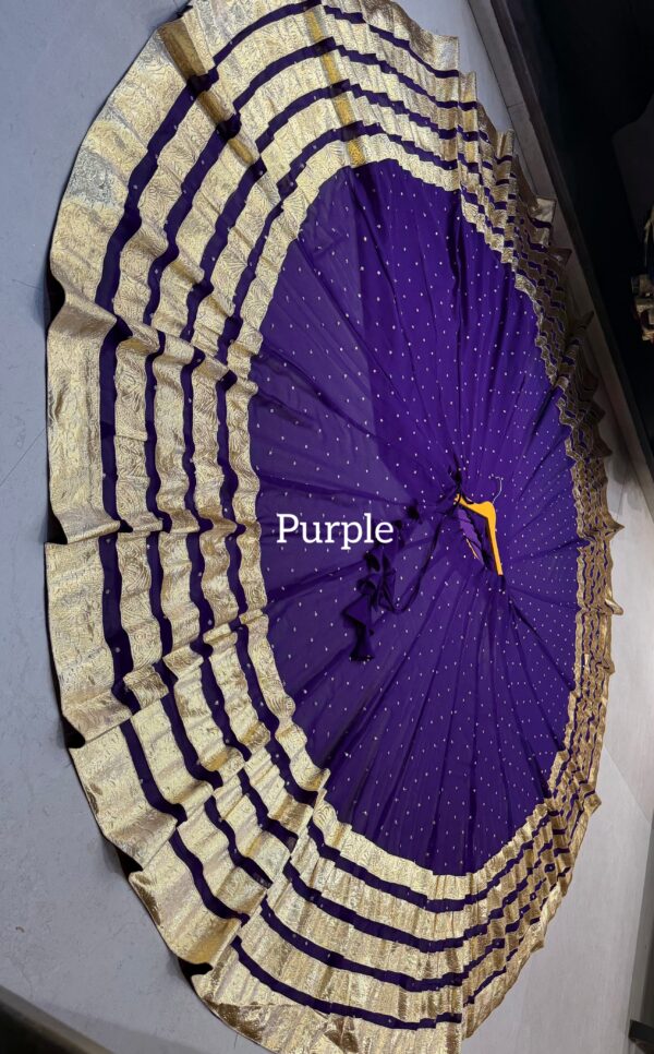 Purple Pure georgette butti fabric skirt with heavy lampi laces