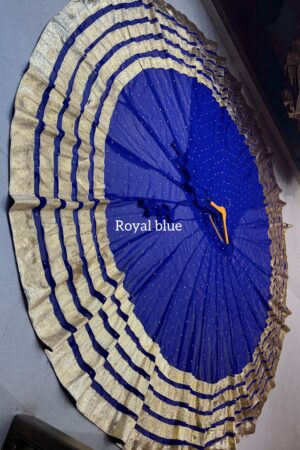 Royal Blue Pure georgette butti fabric skirt with heavy lampi laces