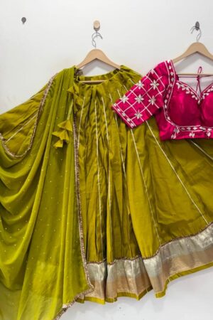 Pure Roman Exclusive Silk Lehenga Choli with Rajeshatni Aangi Blouse & SiffonDupatta