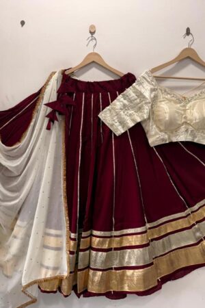 Pure Roman Exclusive Silk Lehenga Choli with Machine Embroidered Blouse & SiffonDupatta
