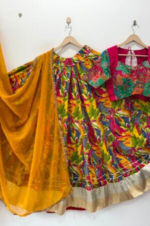 Pure Roman Exclusive Silk Lehenga Choli with Machine Embroidered Blouse & SiffonDupatta