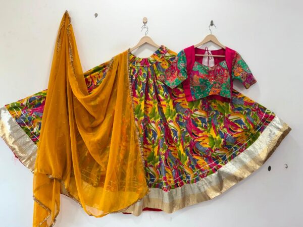 Pure Roman Exclusive Silk Lehenga Choli with Machine Embroidered Blouse & SiffonDupatta