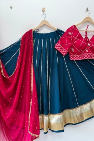 Pure Roman Exclusive Silk Lehenga Choli with Machine Embroidered Blouse & SiffonDupatta