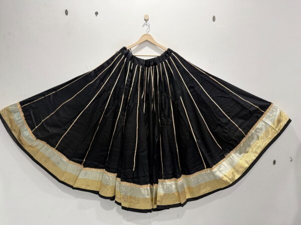 Black Cotton Rayon Flared Skirt