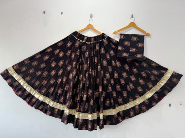 Cotton Full Flare Ajrakh Print Skirt with Blouse Piece