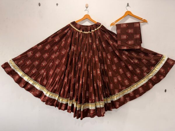 Cotton Full Flare Ajrakh Print Skirt with Blouse Piece