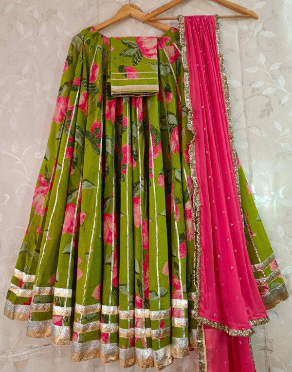 Lotus Print Navratri Lehenga Choli