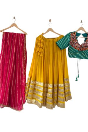 Ahir Hand Embroidery Work Blouse with Georgette Chaniya & Dupatta