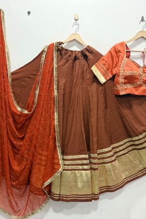 Rust Brown & Orange Traditional Chaniya Choli Set