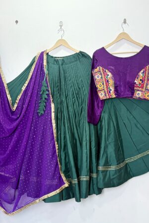Bottle Green & Purple Traditional Navratri Chaniya Choli Set