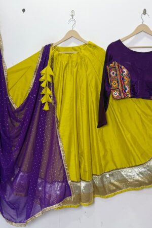 Mustard Yellow & Purple Traditional Navratri Chaniya Choli Set